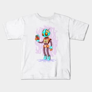 Romantic cartoon robot Kids T-Shirt